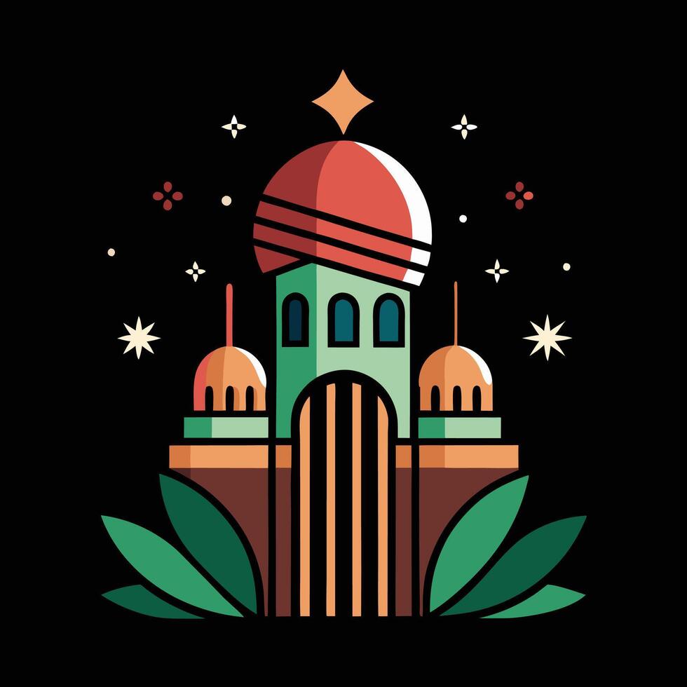 A colorful illustration of a mosque vector