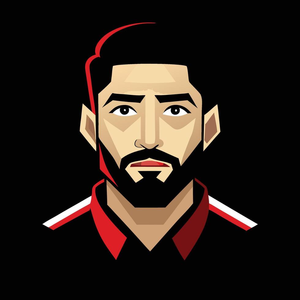 A man with a beard and a red shirt vector