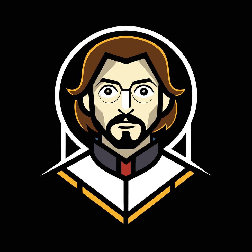 A cartoon image of a man with glasses and a beard vector