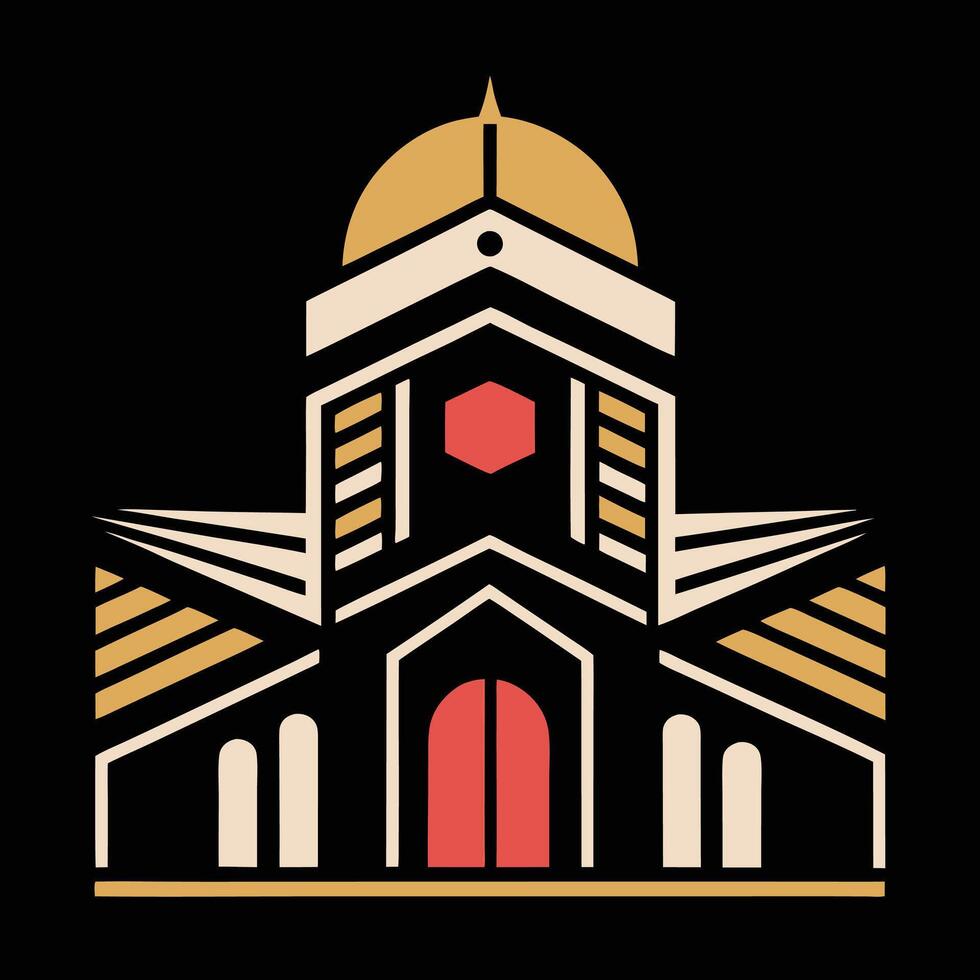 A church building with a golden dome on top vector