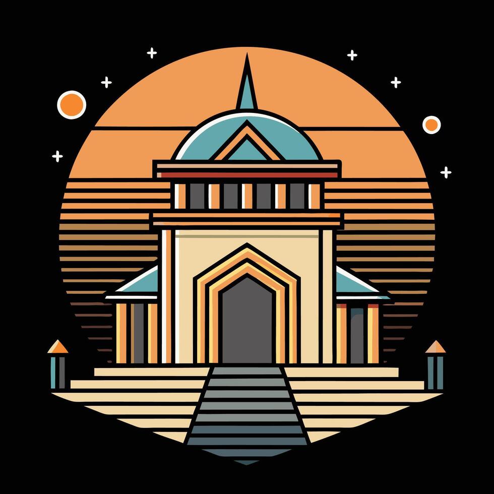 A building with a clock on top of it vector