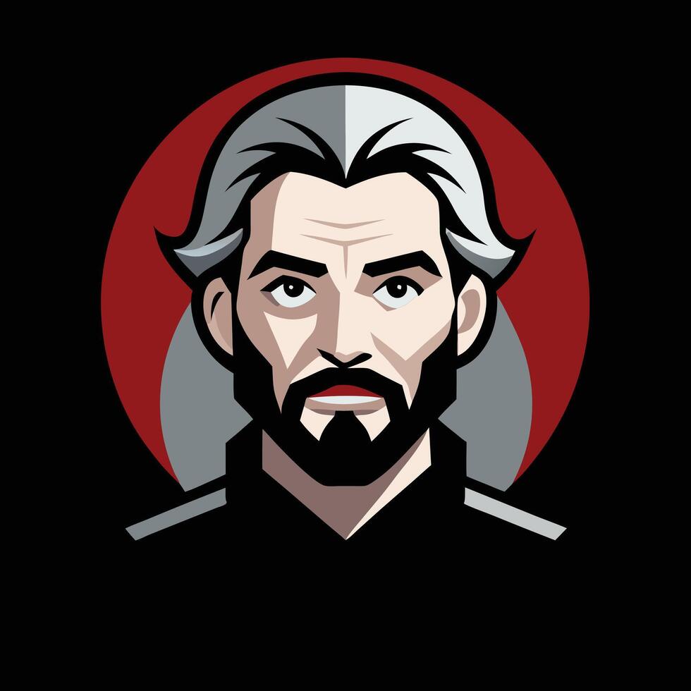 A man with a beard and a red circle around him vector