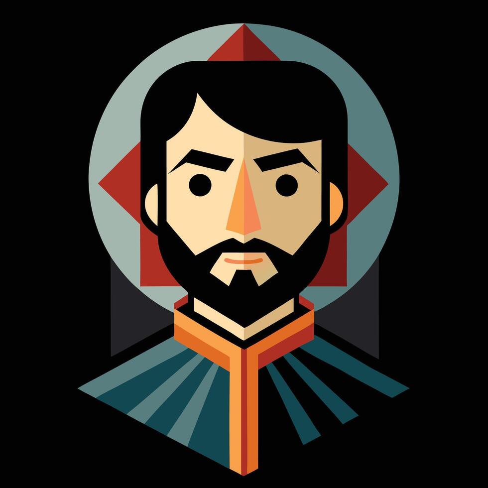 A cartoon image of a man with a beard and a beard vector