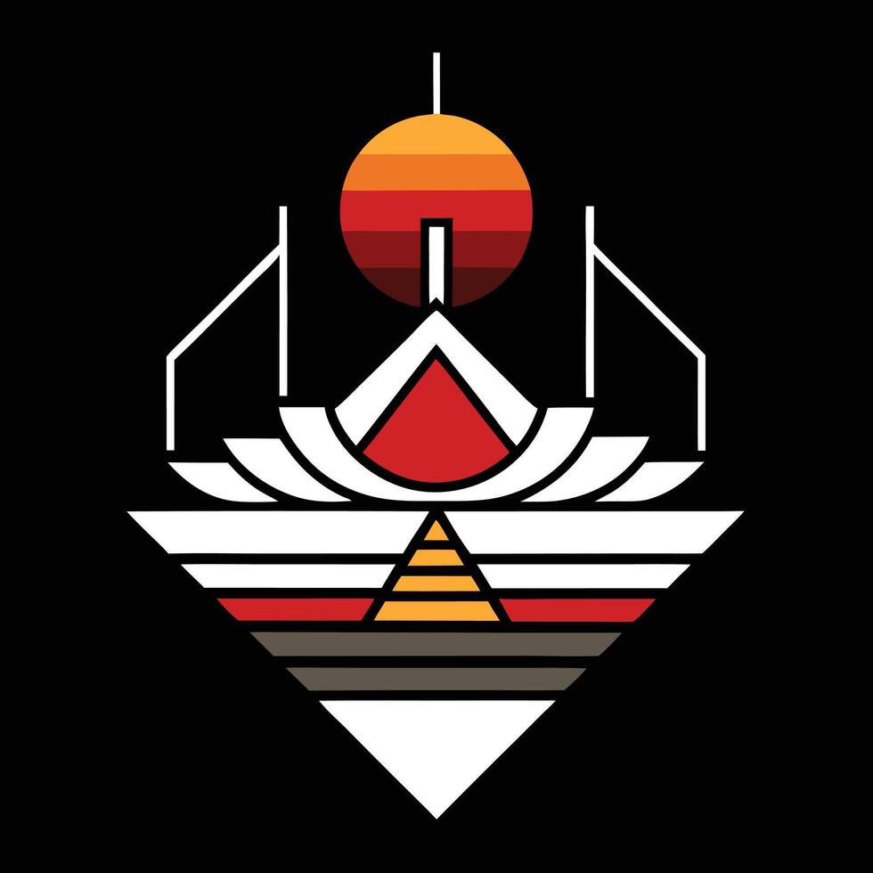 The logo for the band is a white and red triangle with a sun in the middle vector