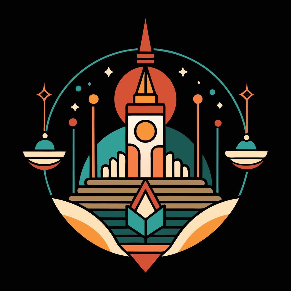 A logo for a temple in a round shape vector
