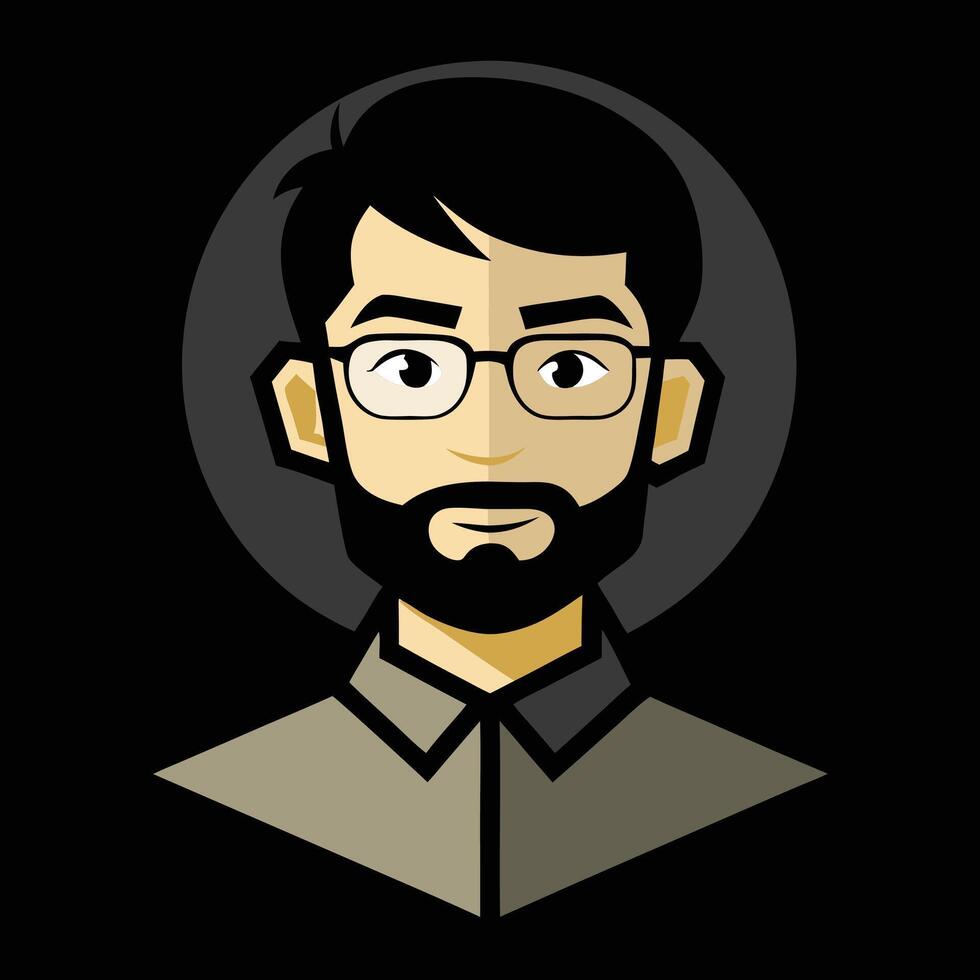 A man with glasses and beard in a black background vector