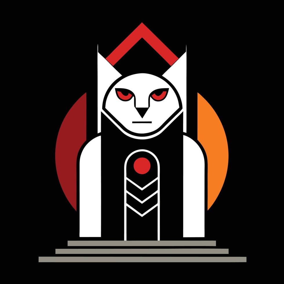 The logo for the cat is in black and white vector