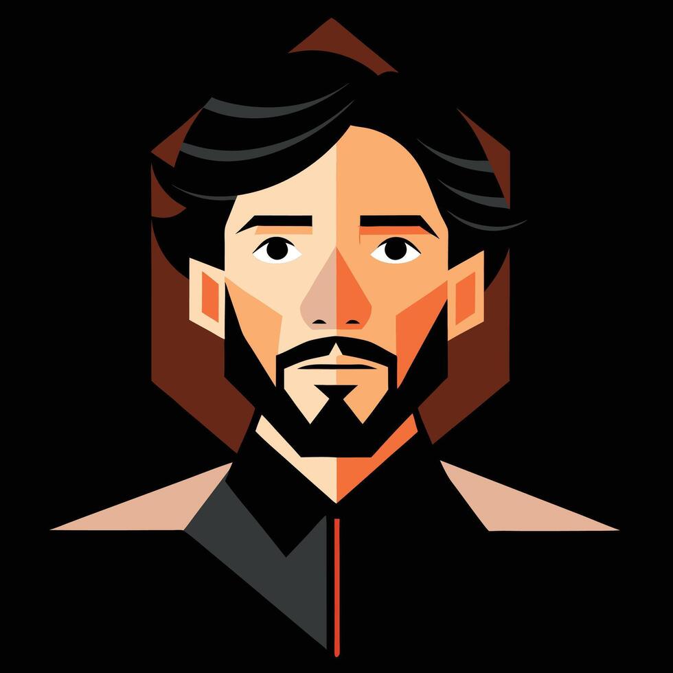 A man with a beard and a black shirt vector