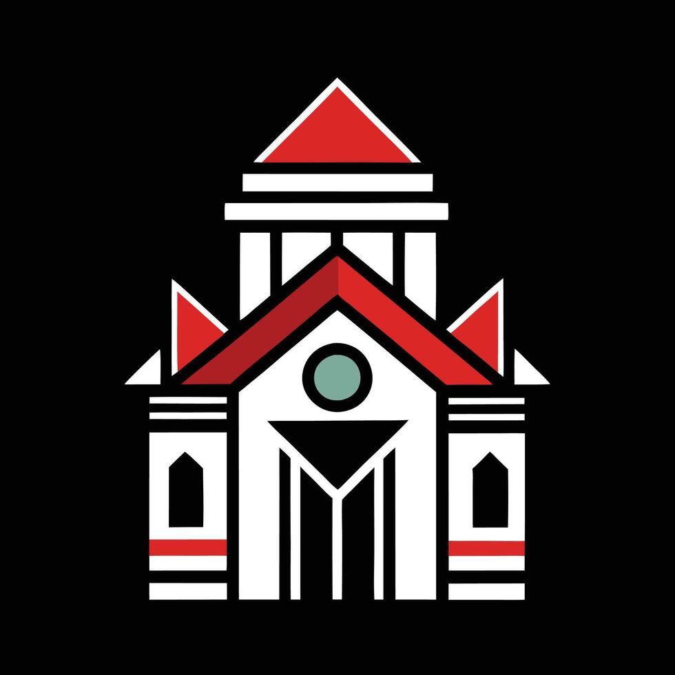 A church with a red roof and white windows vector