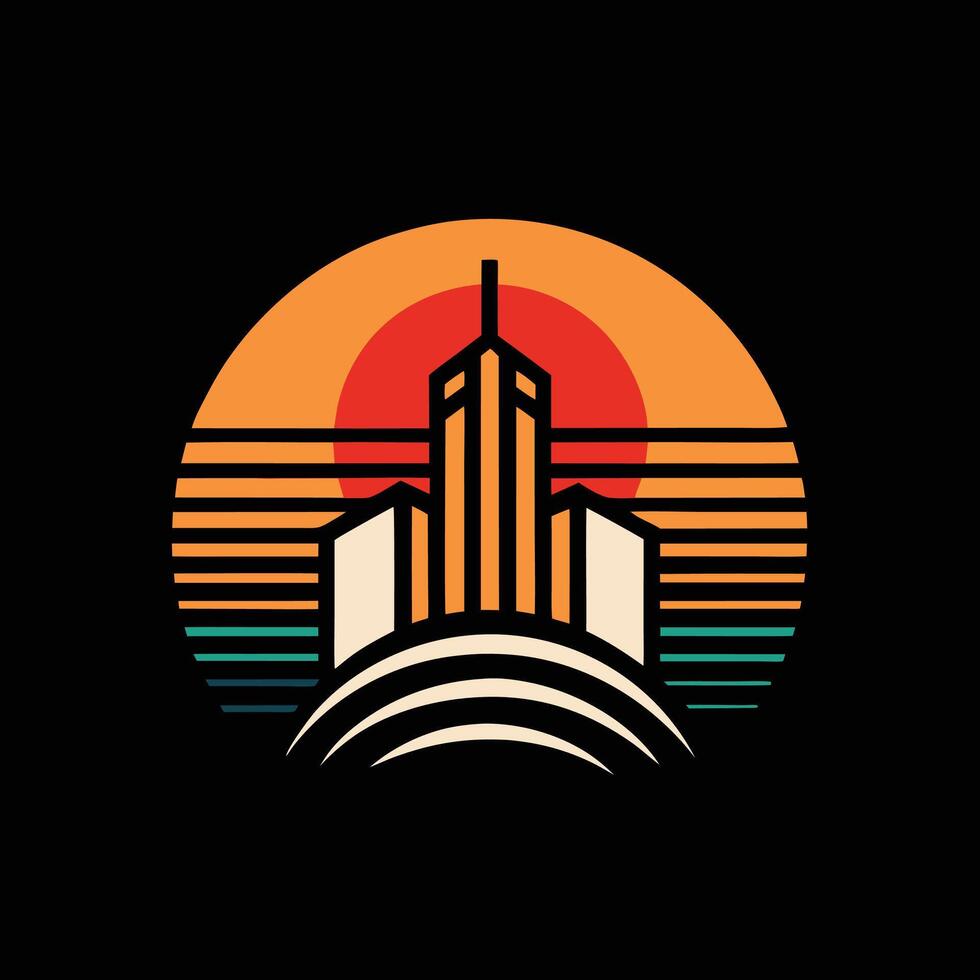 Retro city skyline illustration vector