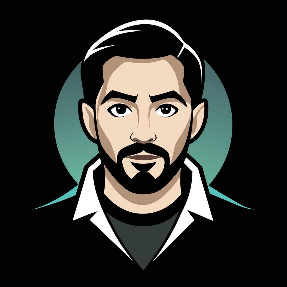 A man with a beard and a black shirt vector