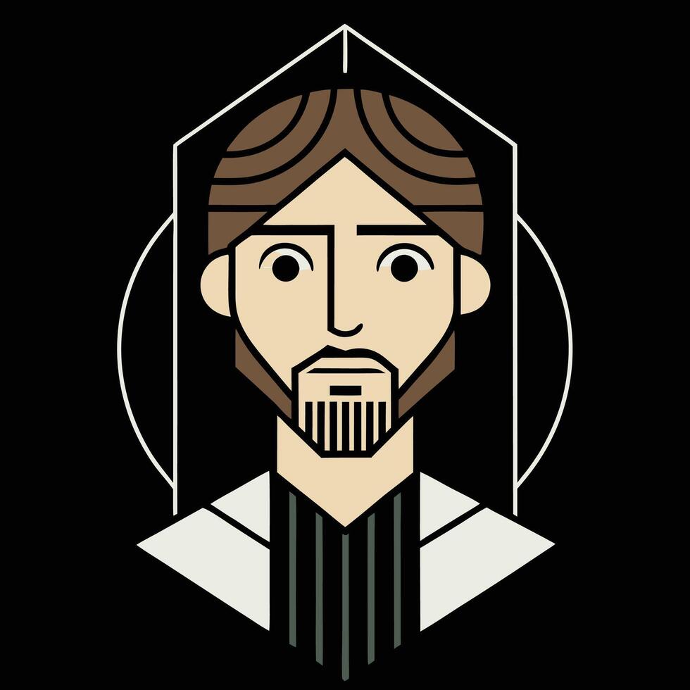 A cartoon image of jesus with a beard vector