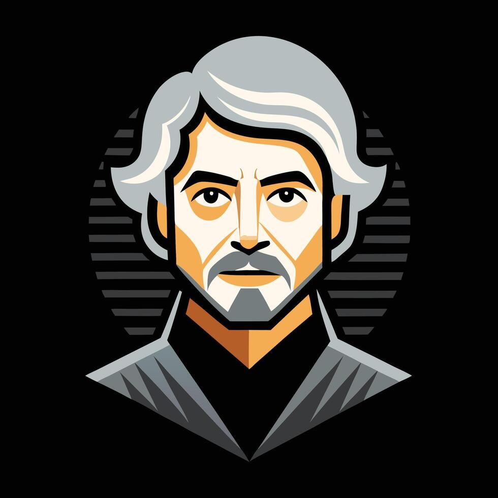 The character of the man with gray hair and a beard vector