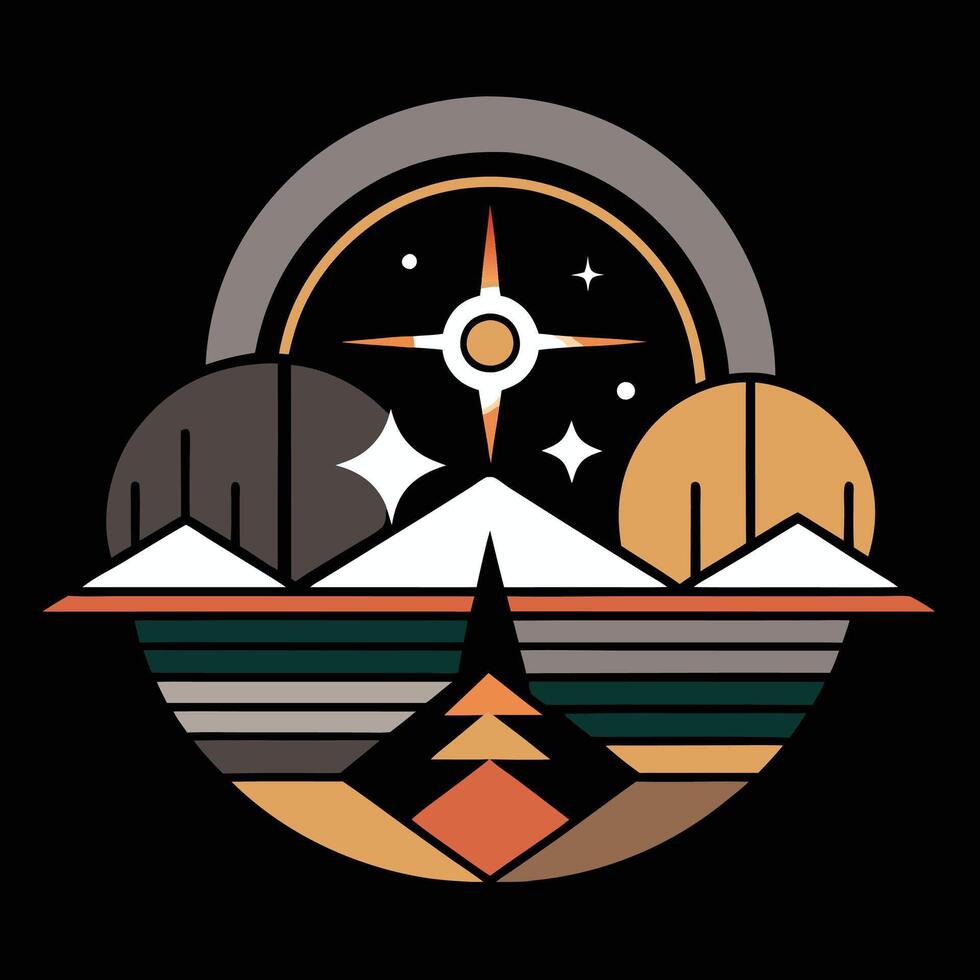 A logo with mountains and stars vector