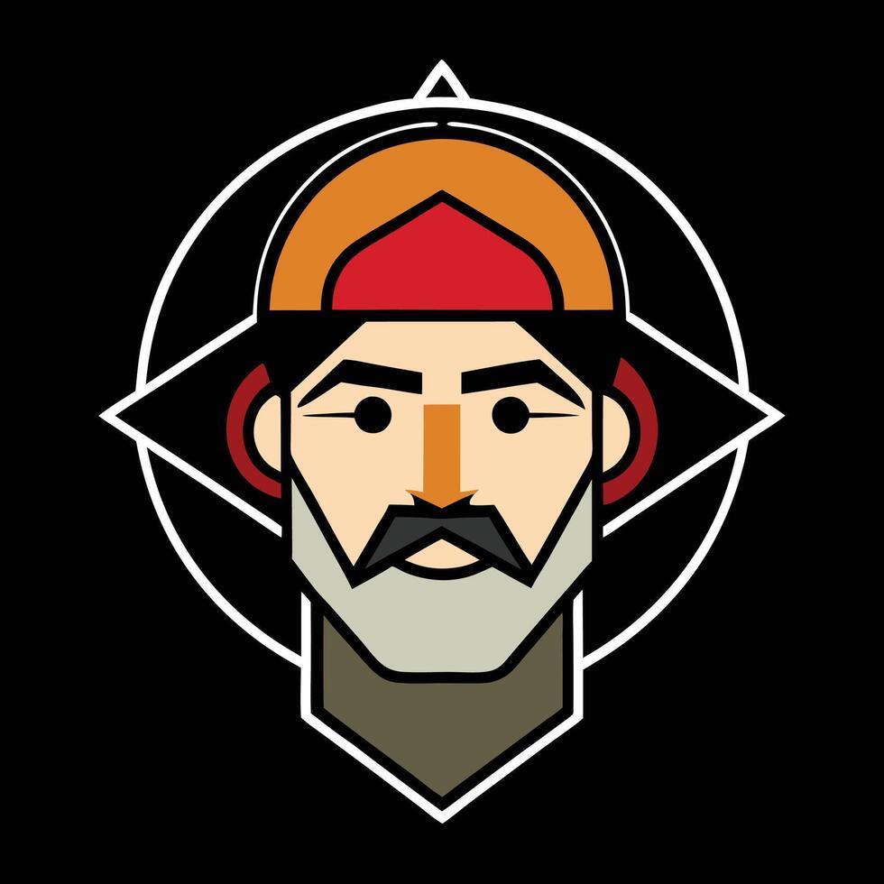A man with a beard and a hat on a black background vector