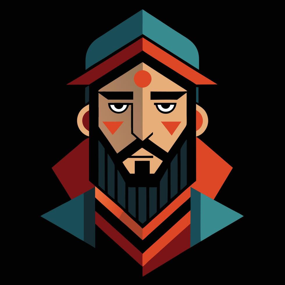 A man with a beard and hat on a black background vector