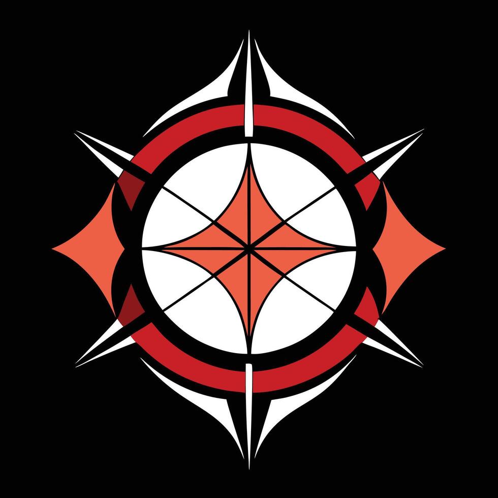 A red and black star design on a black background vector