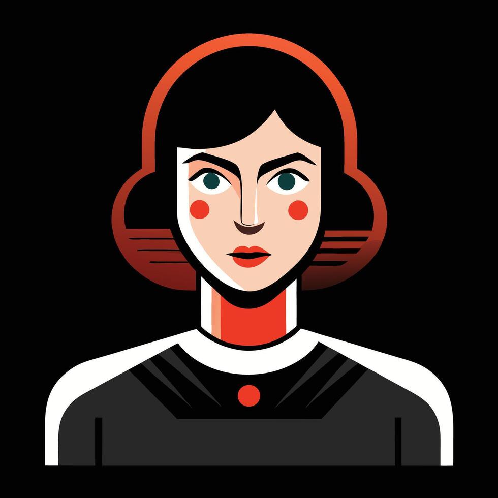 A woman with red eyes and a black background vector
