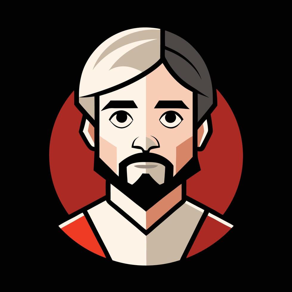 A man with a beard and red shirt vector