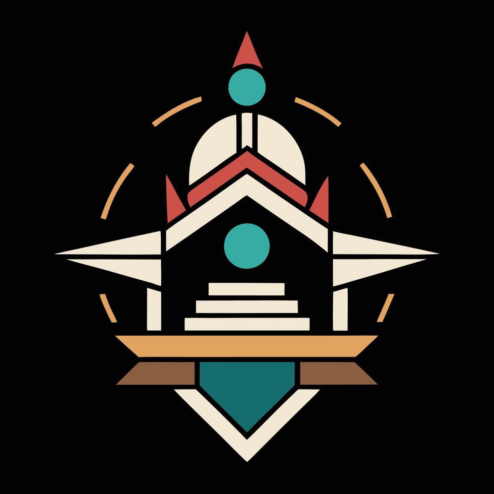 A logo for a temple with a large dome vector