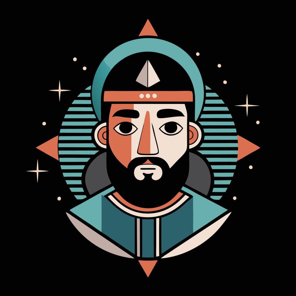 A man with a beard and a hat on a black background vector