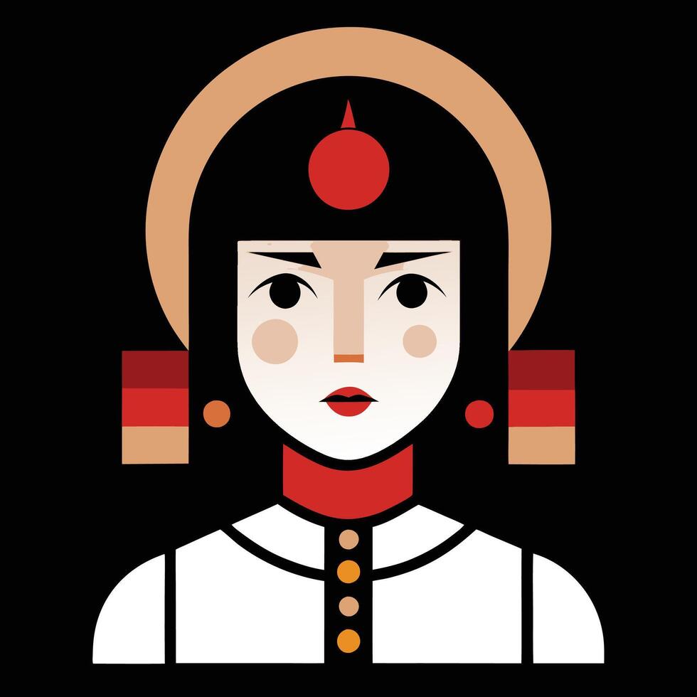 A woman in a traditional dress with red hair vector