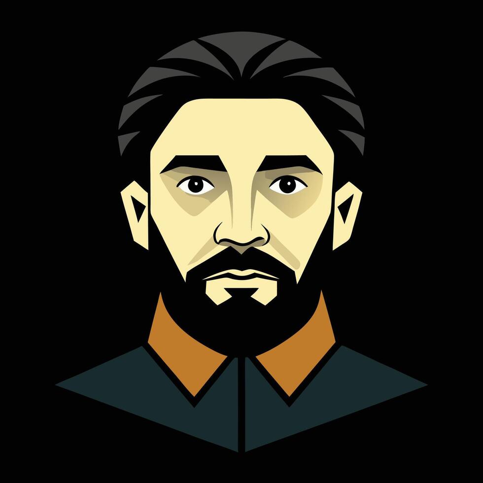 A man with a beard and a black shirt vector