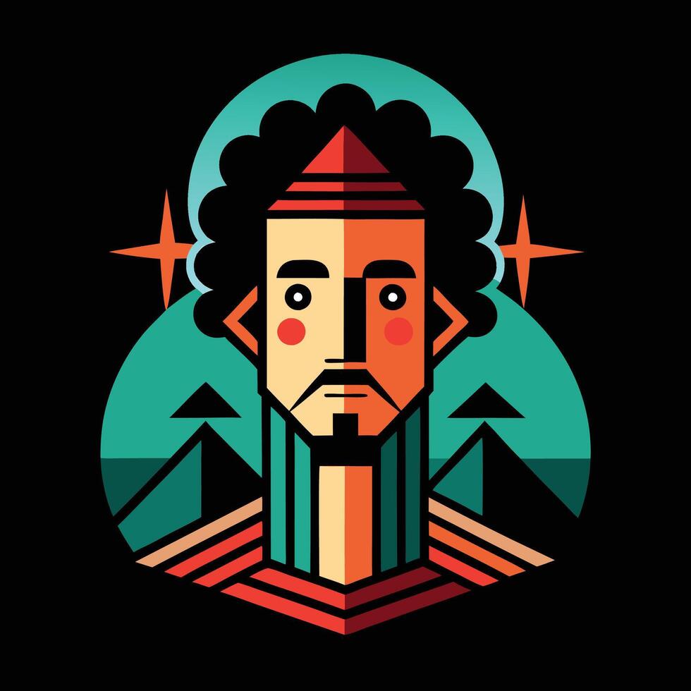A man with a beard and a hat on a black background vector