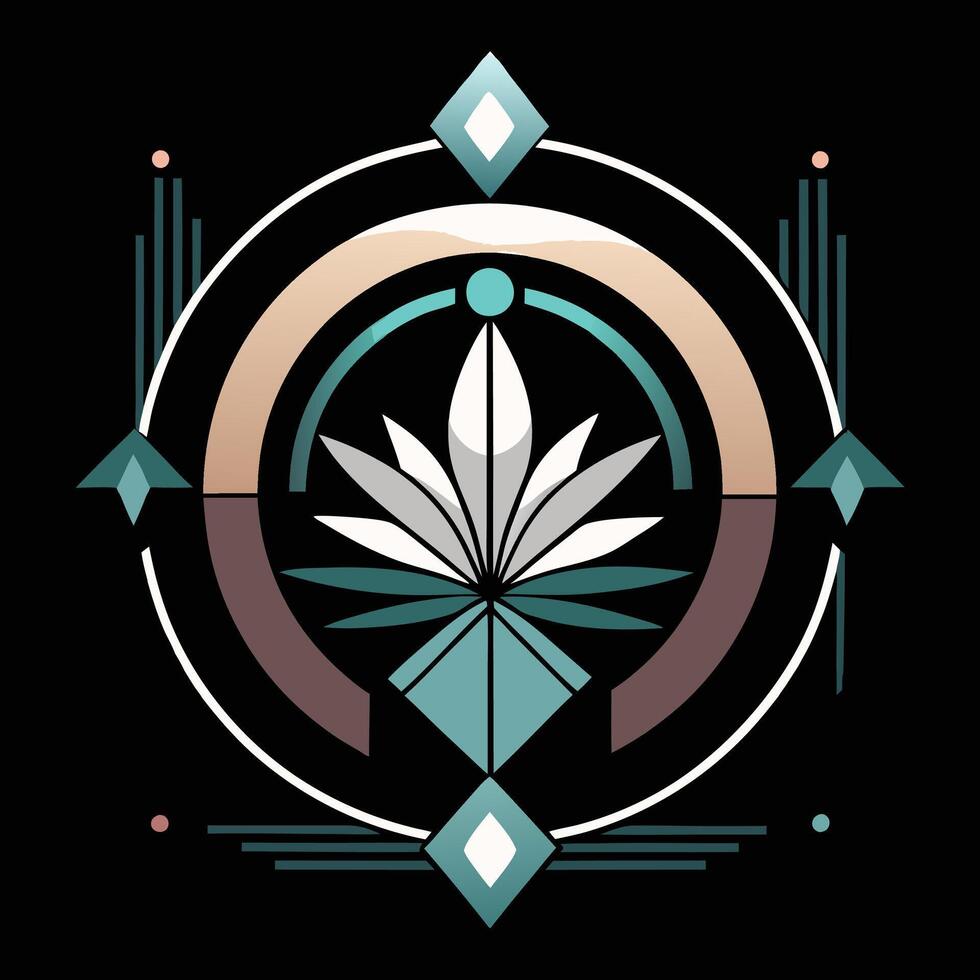 A marijuana leaf with geometric shapes in the center vector