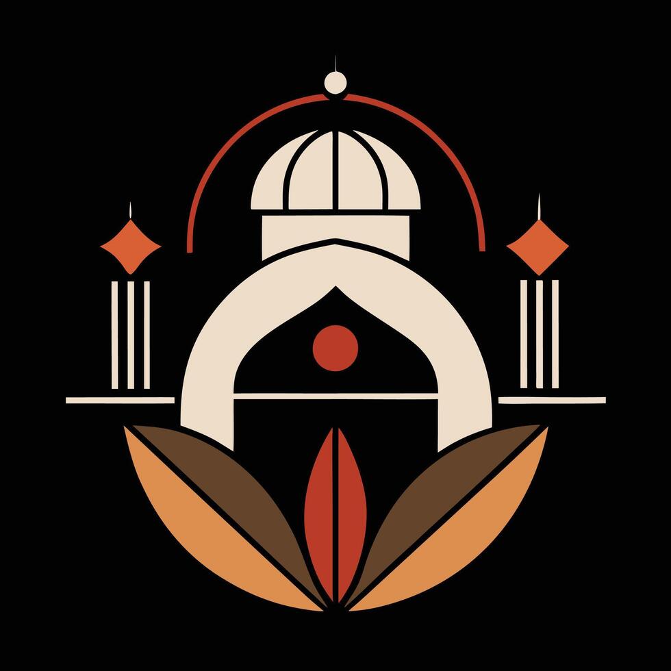 The logo for the mosque is in a style that is similar to the logo for the mosque vector