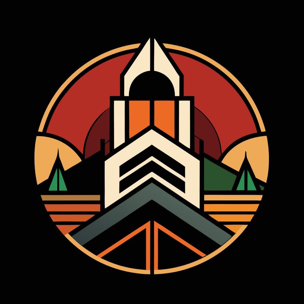 A logo for a church on a black background vector