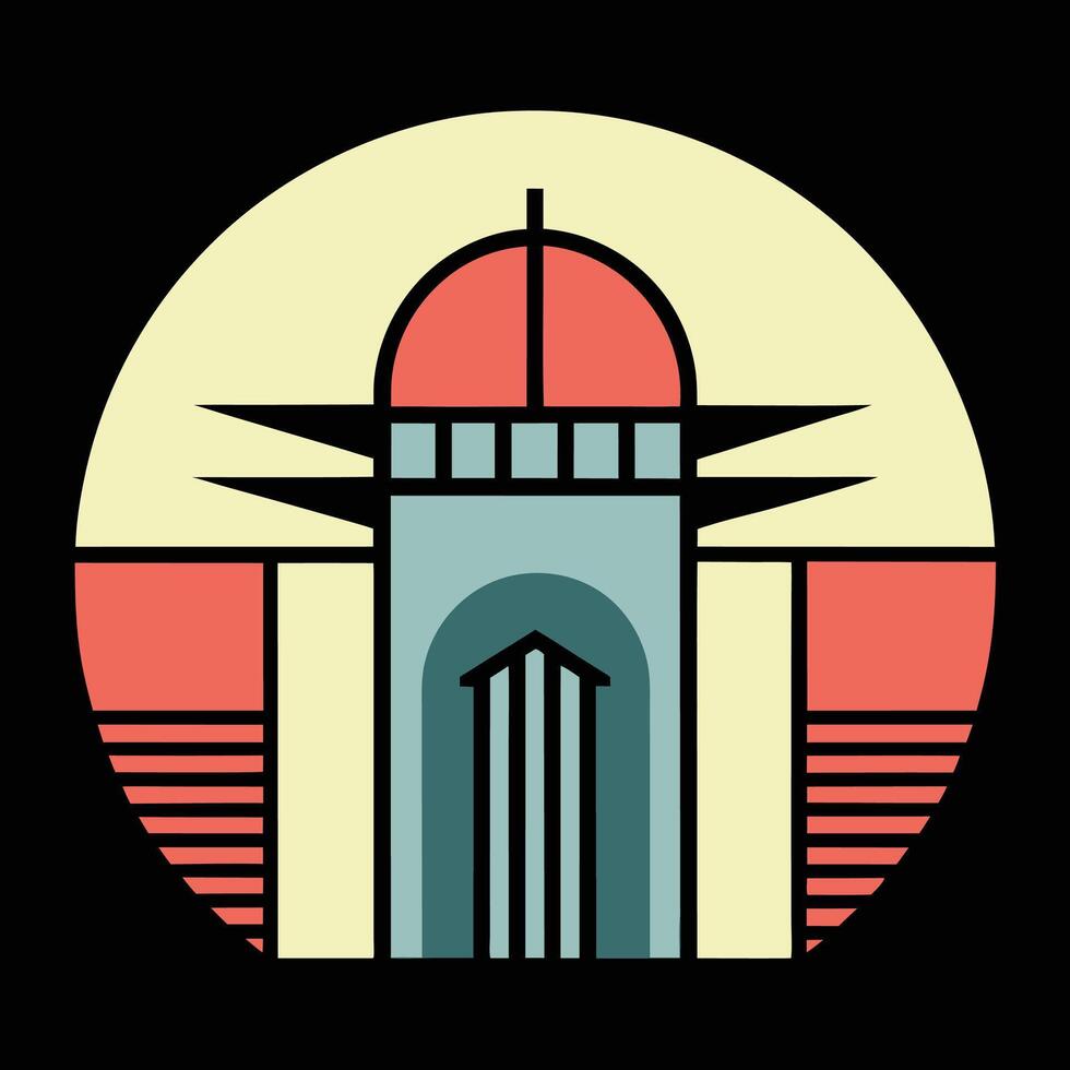 A building with a dome and a clock in the middle vector