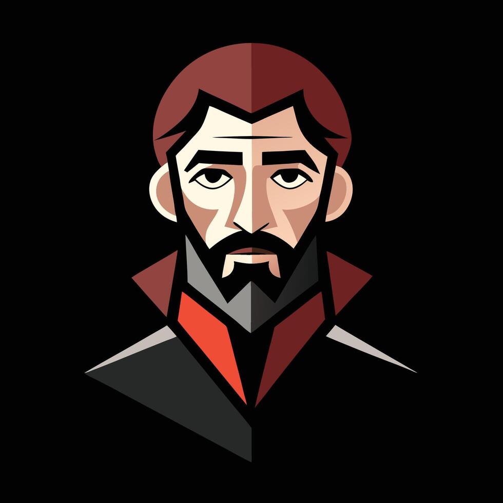A man with a beard and red tie vector