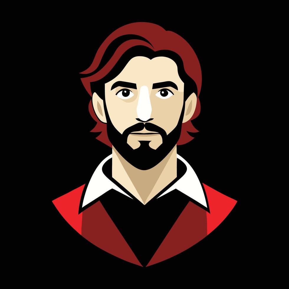 A man with a beard and red shirt vector