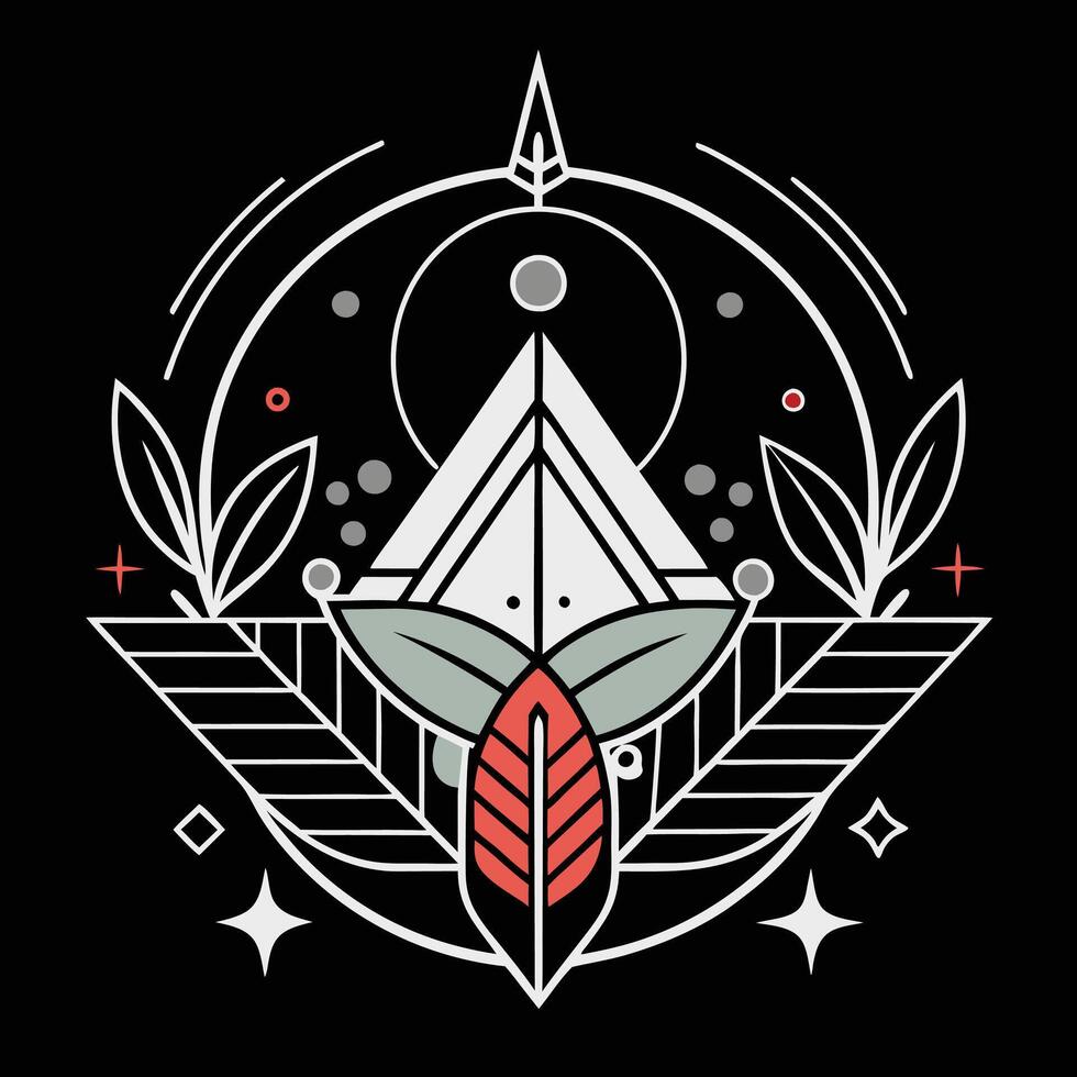 A logo for a band with a triangle and leaves vector
