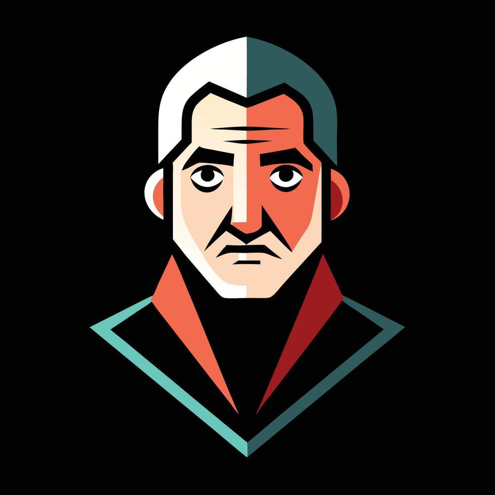 A man with white hair and a black background vector