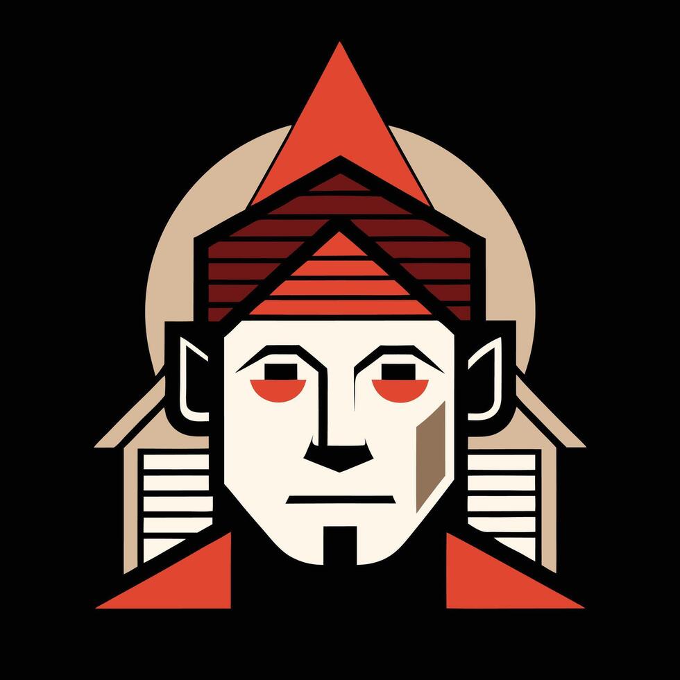 A man with a red hat and a red eye vector