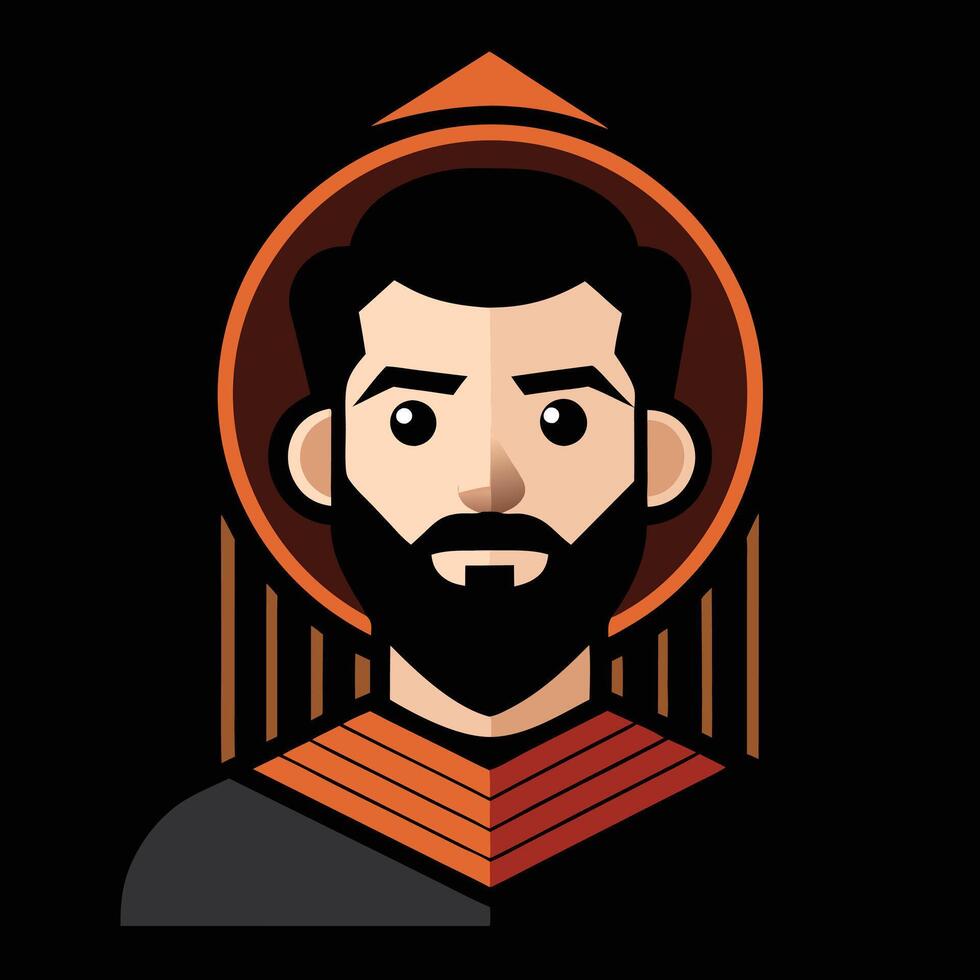 A cartoon image of a bearded man with a beard vector