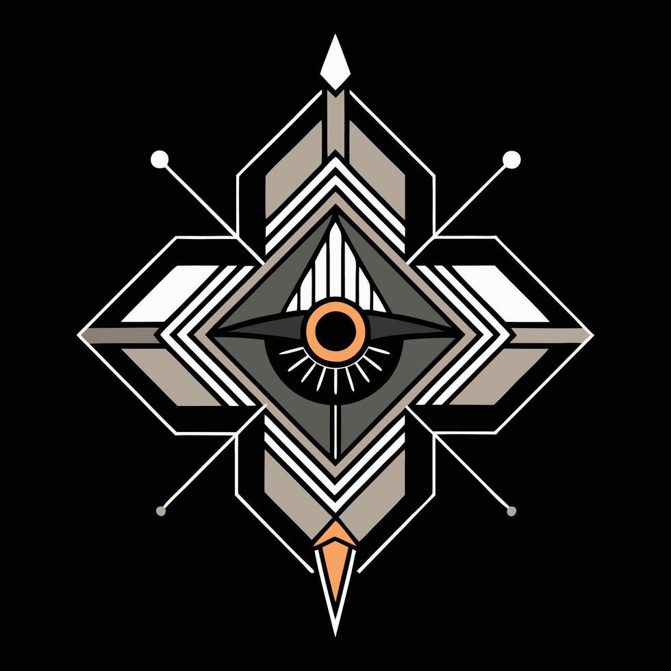 An eye in the middle of a geometric design vector