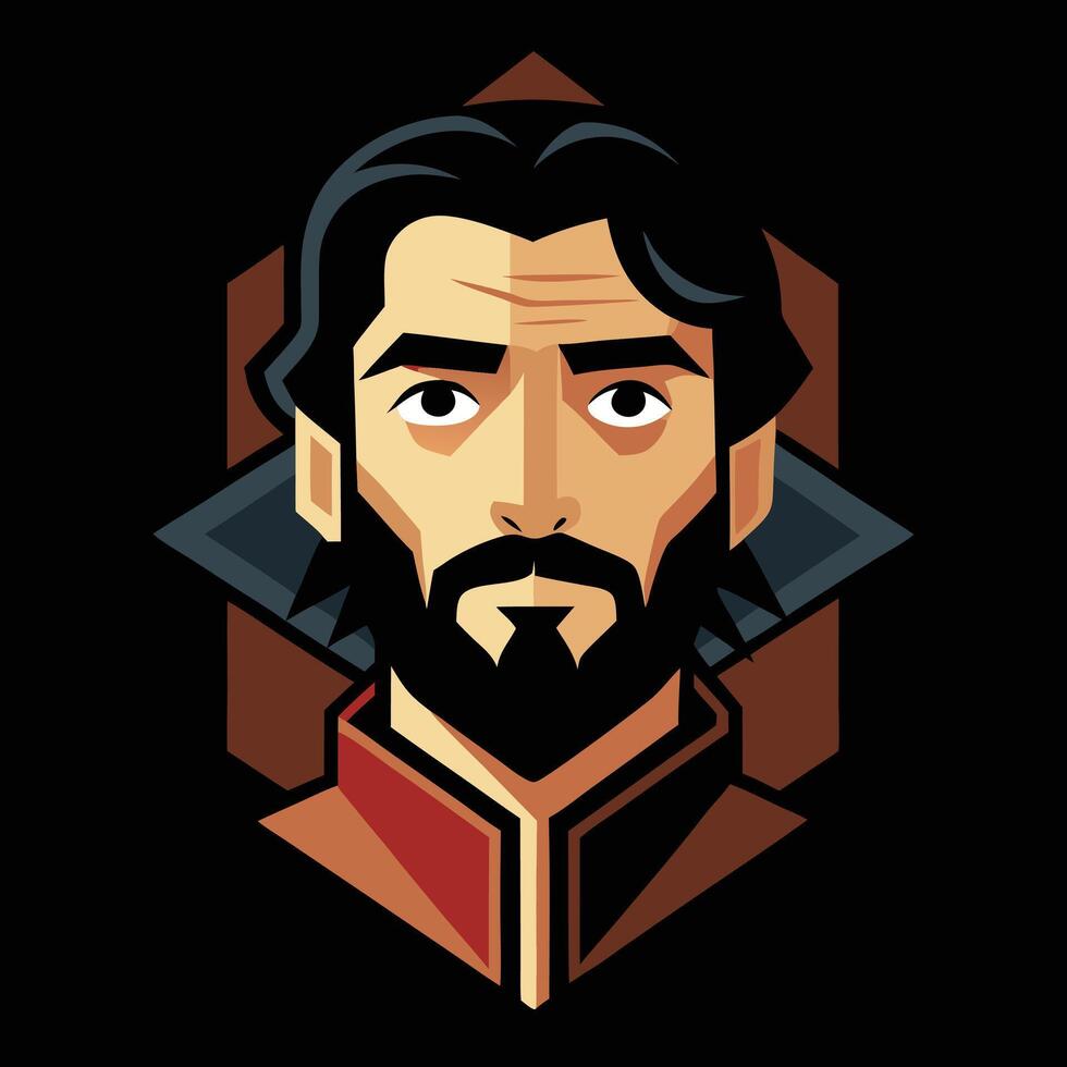A man with a beard and a beard vector