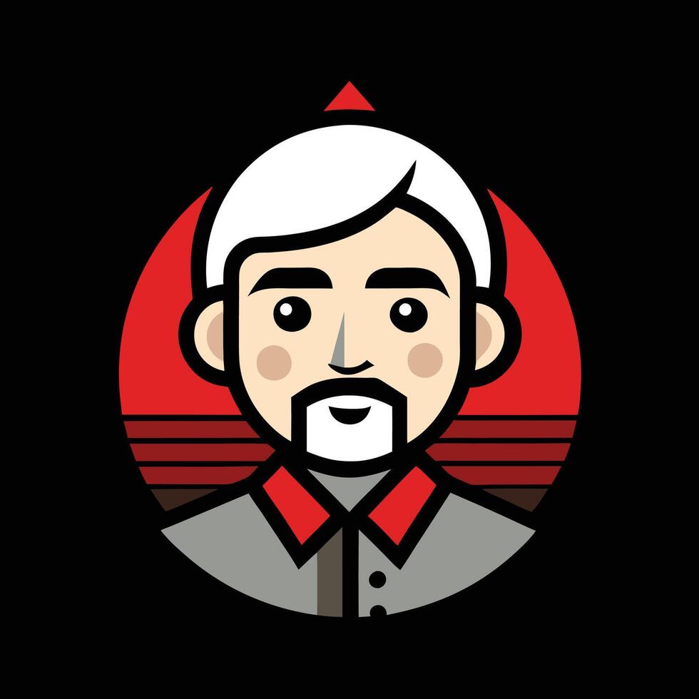 A cartoon man with a beard and red shirt vector