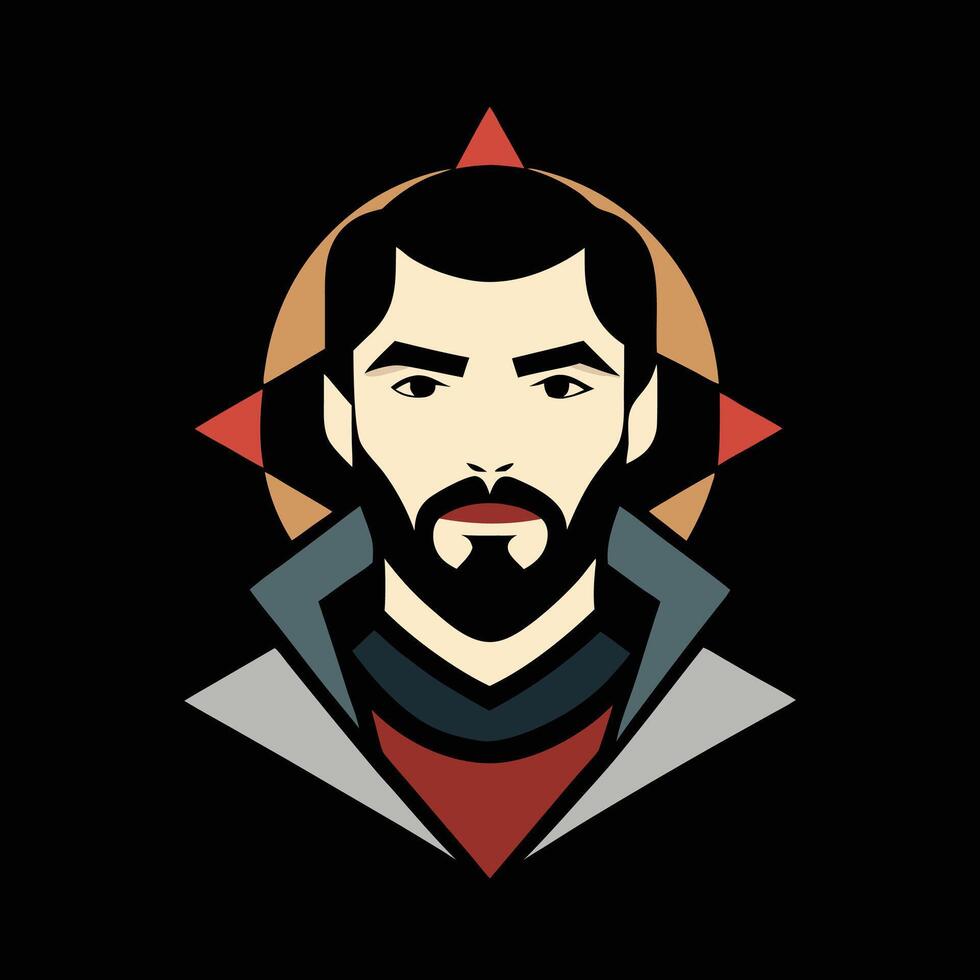 A man with a beard and a star on his chest vector