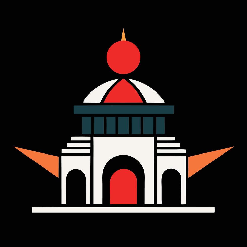 A building with a red dome on top vector