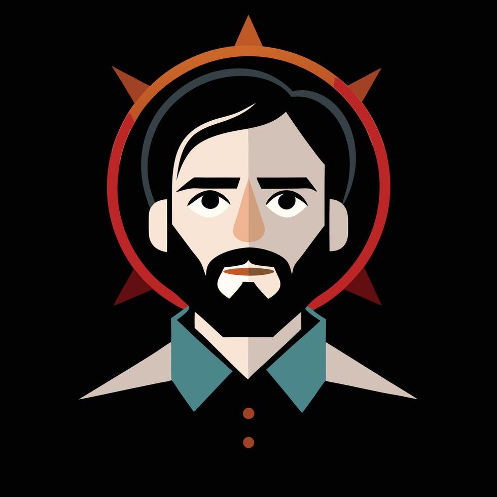A man with a beard and a star on his head vector