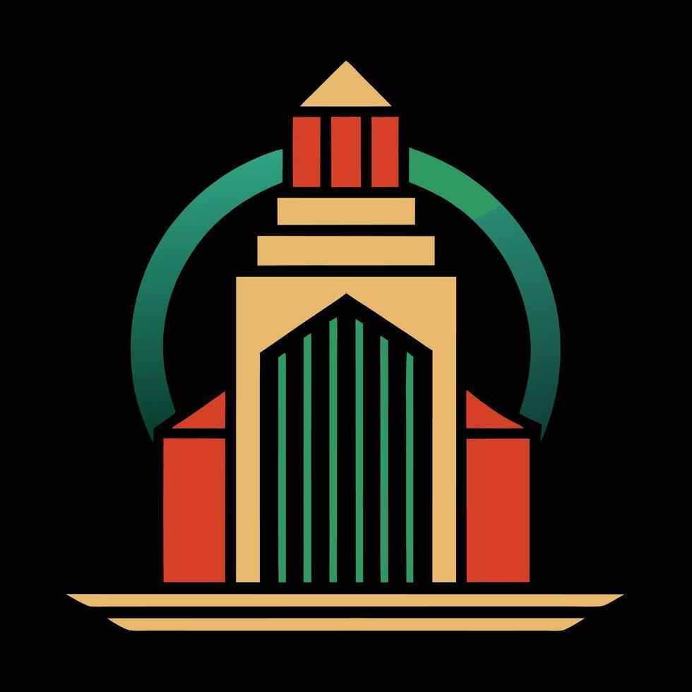 A building with a clock on top of it vector