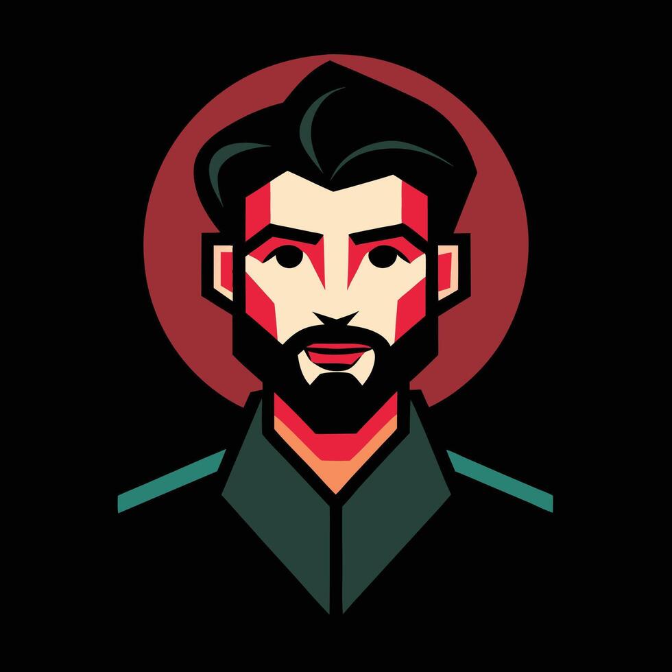A man with a beard and red circle vector