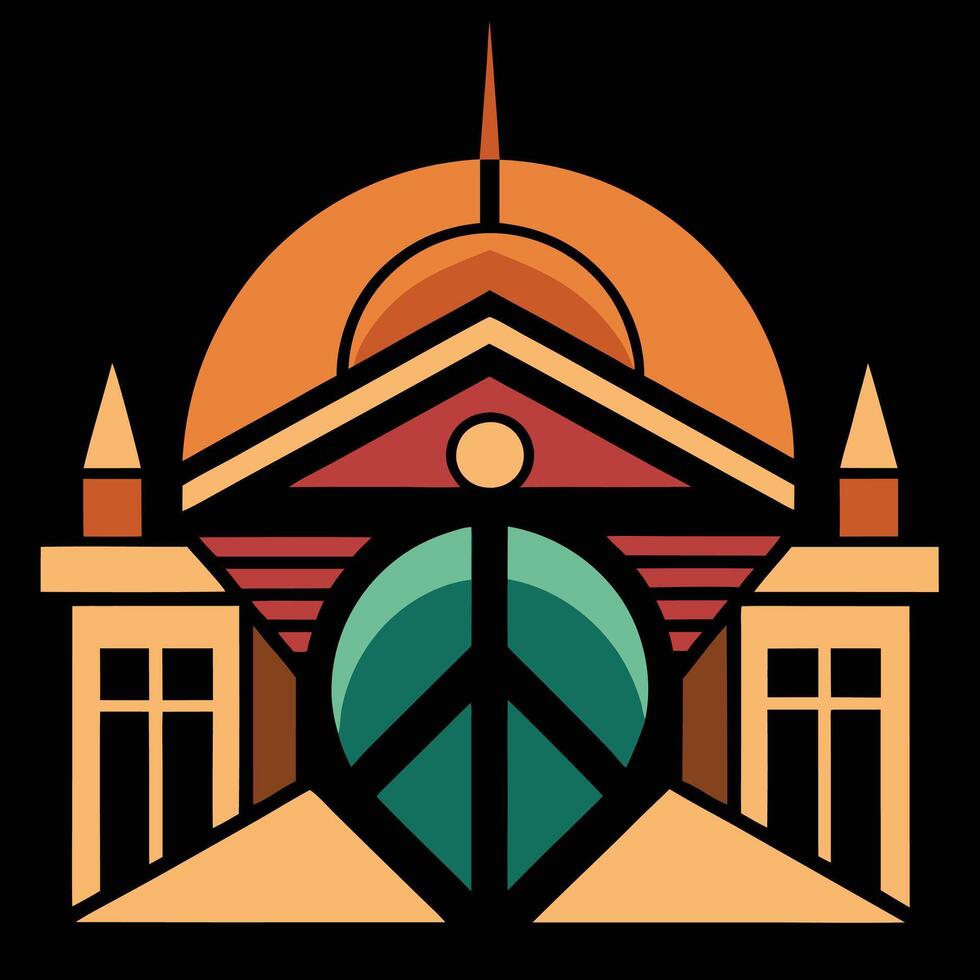 A building with a peace symbol on it vector