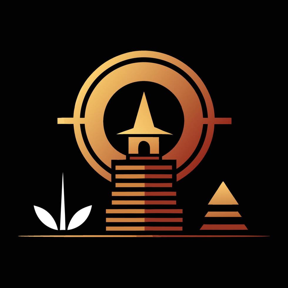 A golden temple with a pagoda on top vector