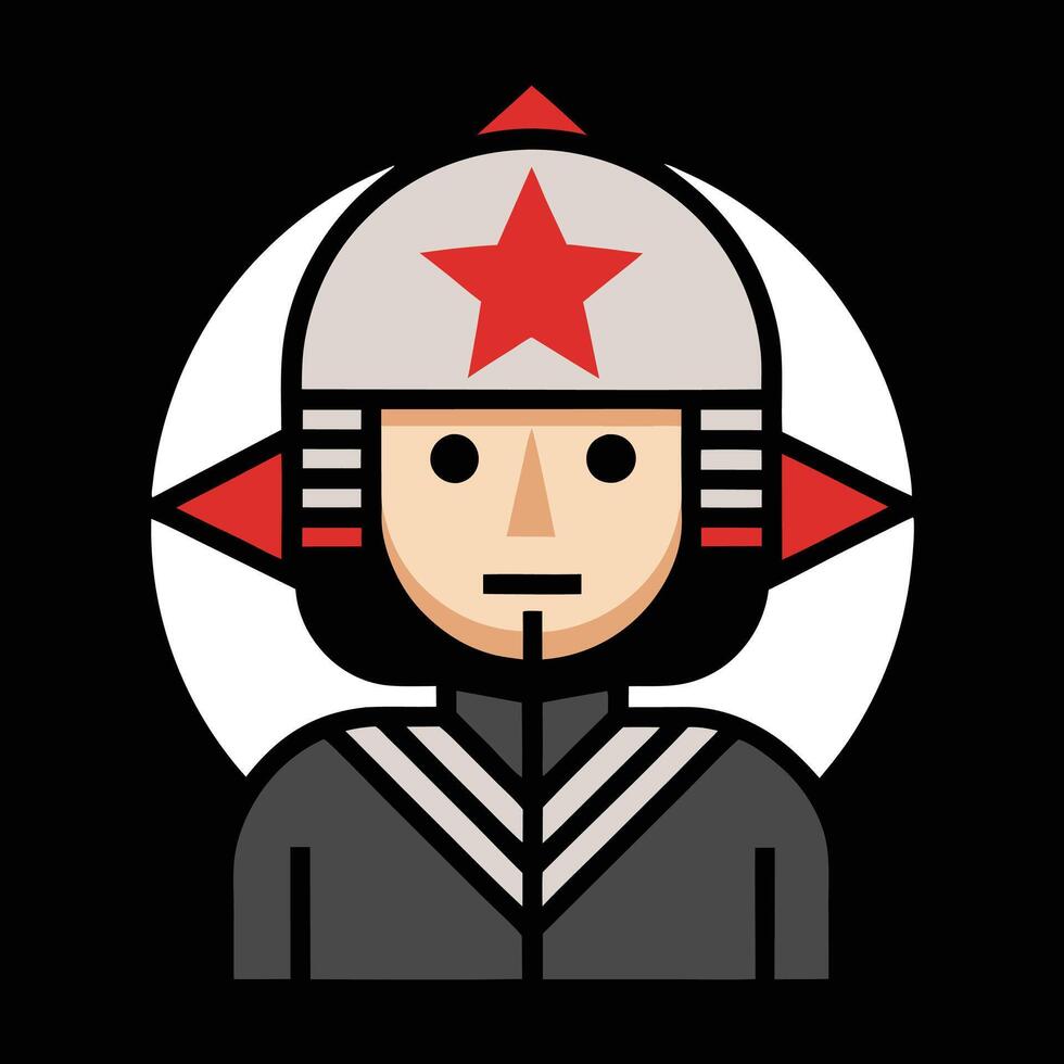 A cartoon man in a red star hat vector