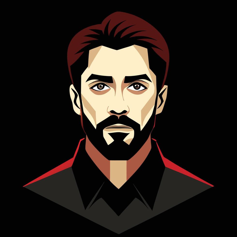 A man with a beard and a red shirt vector